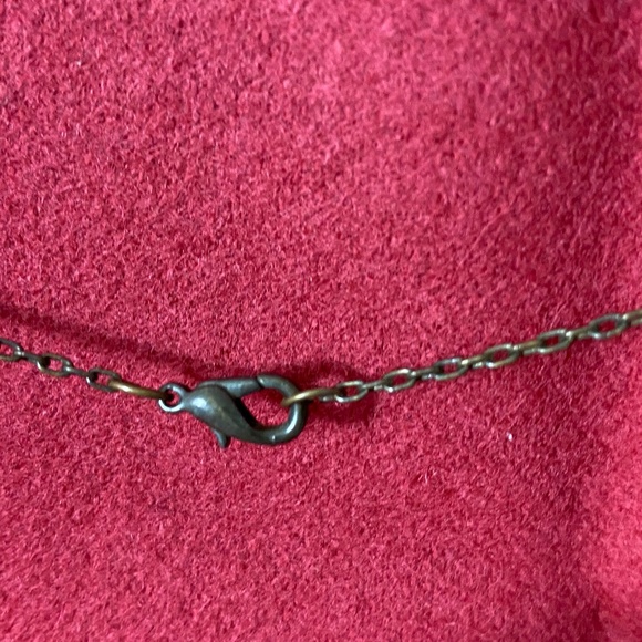 Brown colored metal necklace with cream and brown glass beads, 7", lobster claw. - Picture 5 of 6